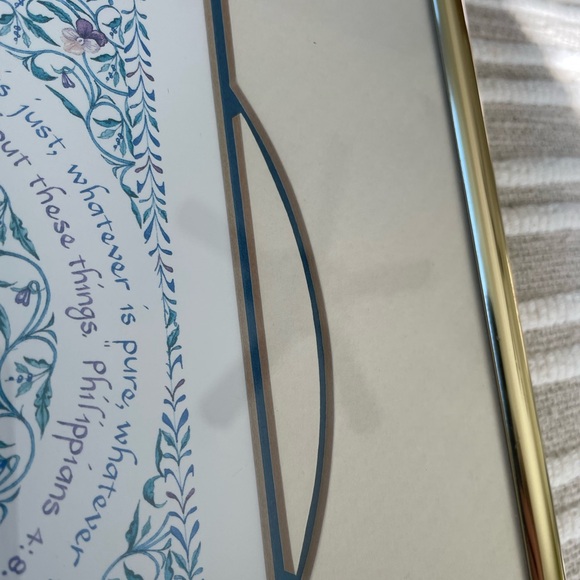 Susan Loy Art, 10x10, framed and matted Pansy/Thoughts, Literary Calligraphy Art - Picture 5 of 11